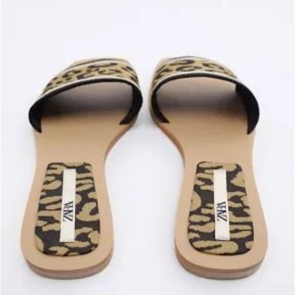 ZARA ANIMAL PRINT FLAT SANDALS - Picture 7 of 13